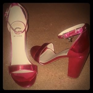 metallic pink G Guess heels